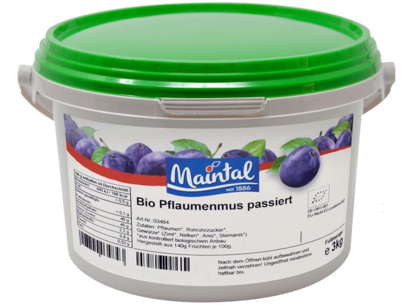 Purè di prugne bio passato Maintal 3kg con zucchero bio tedesco