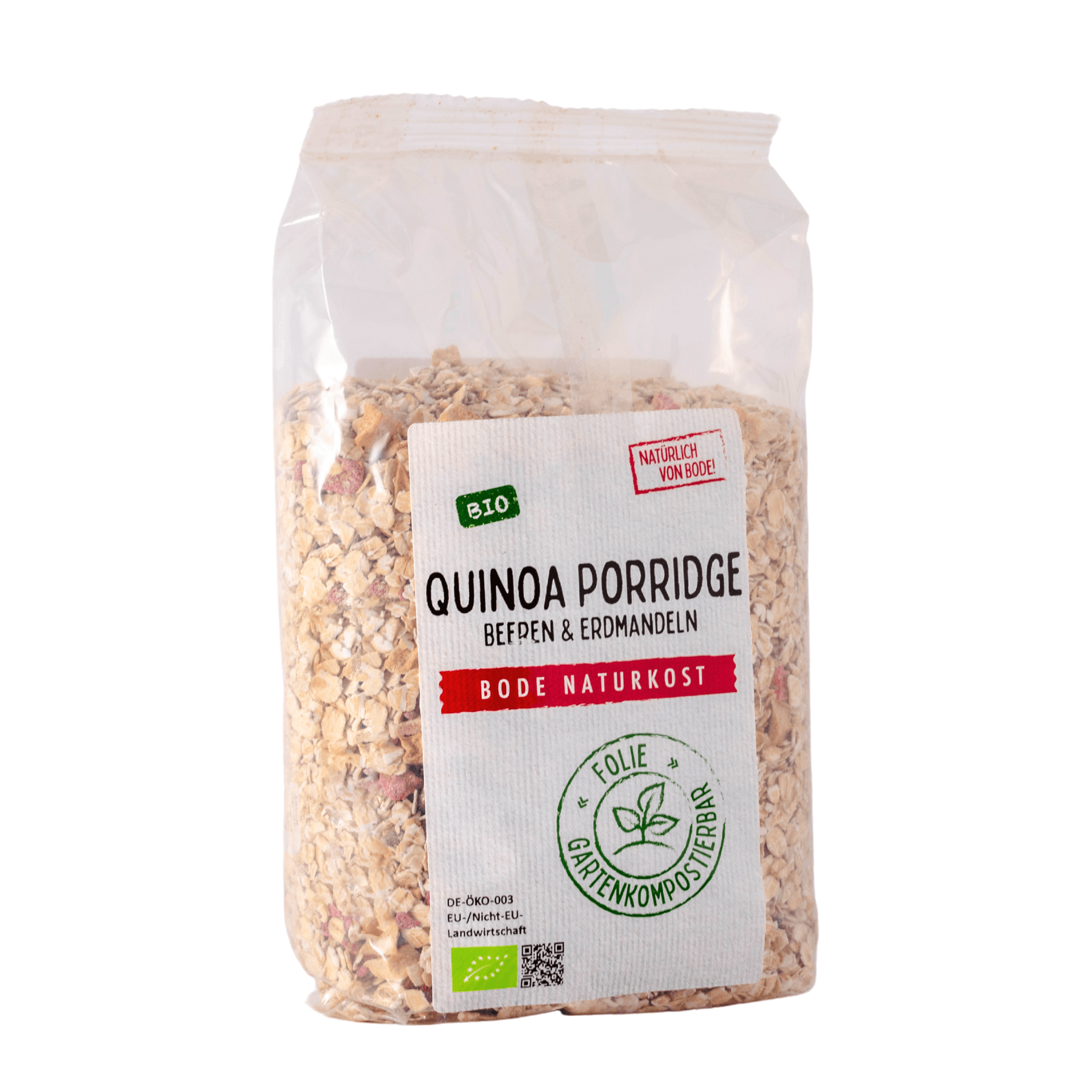 Porridge di Quinoa Biologico con bacche e mandorle, sacchetto compostabile in giardino 6x400g