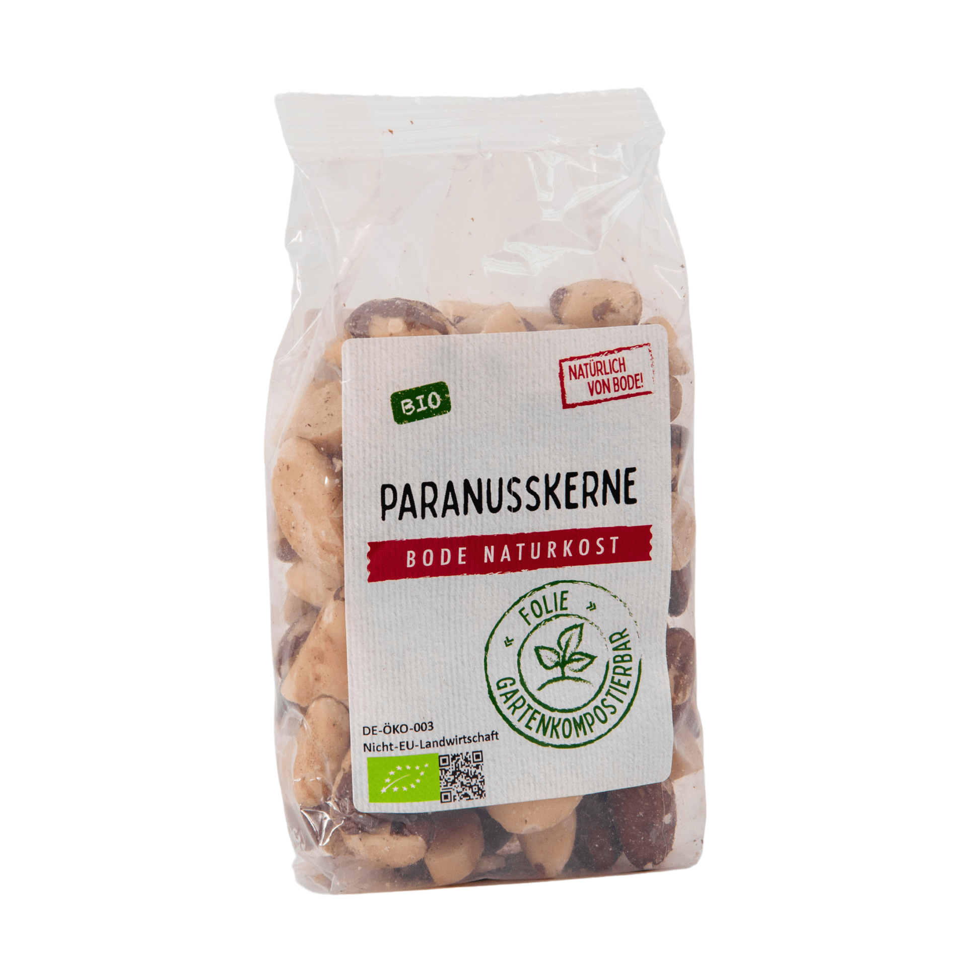 Noci di Pará biologiche, confezione da 6x200g in sacchetto compostabile in giardino