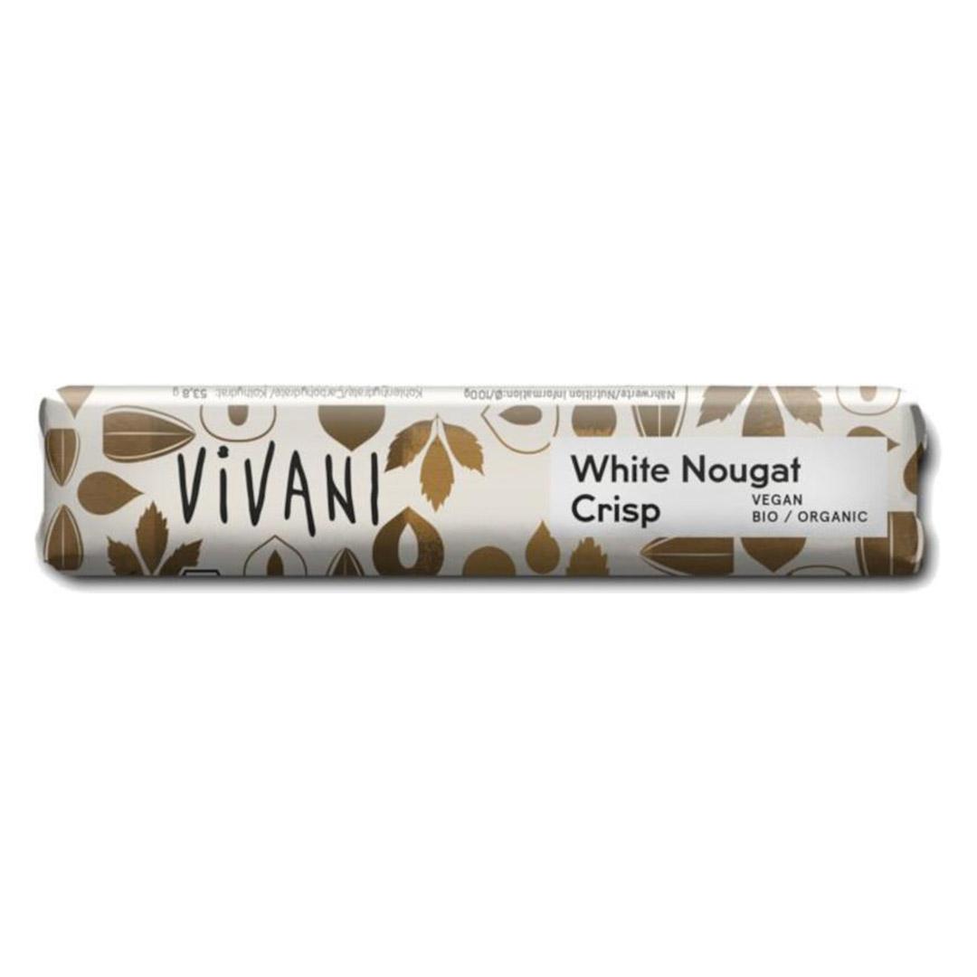 Barretta di cioccolato White Nougat Crisp con latte di riso bio Vivani 18x35g