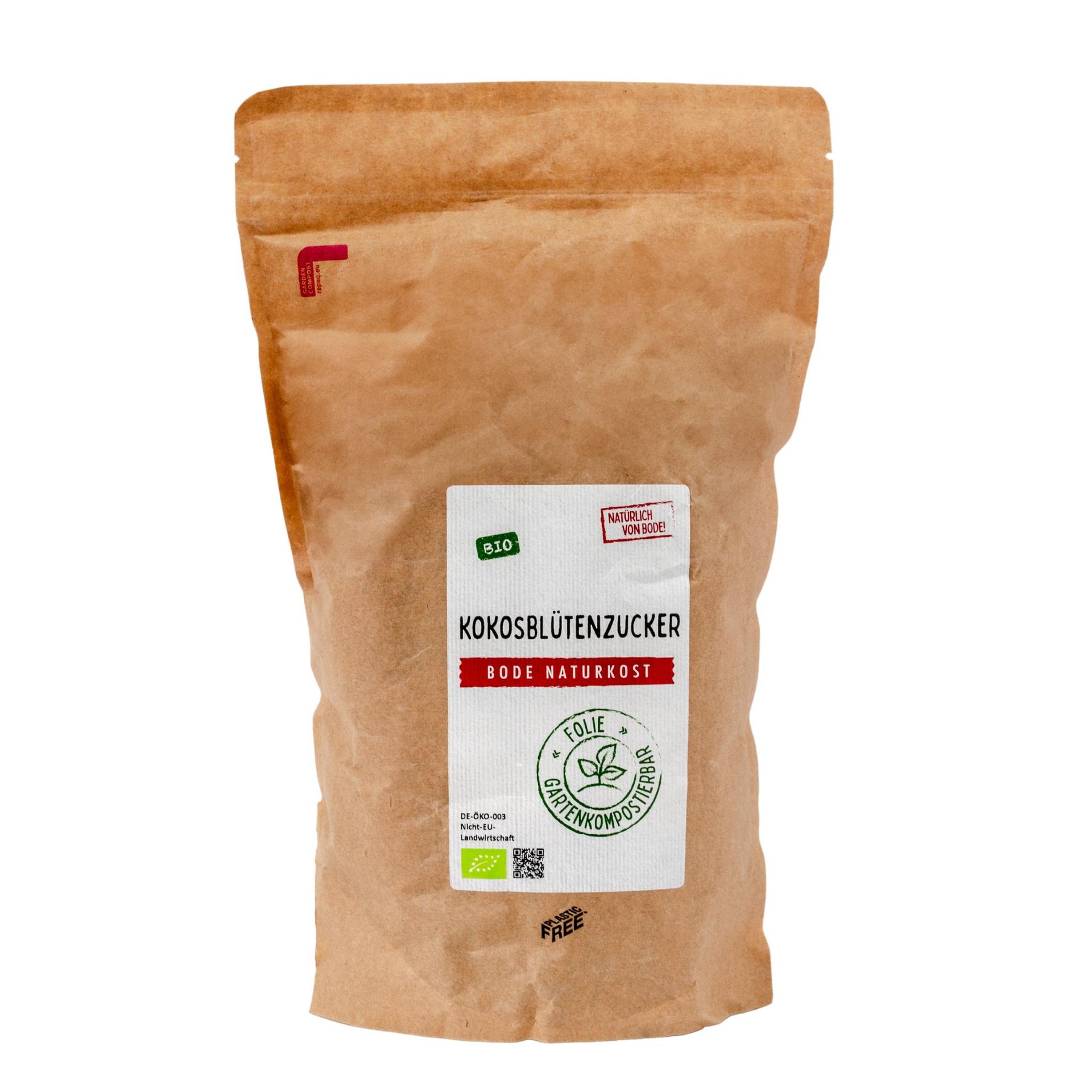Zucchero di fiori di cocco biologico in sacchetto compostabile da 800g