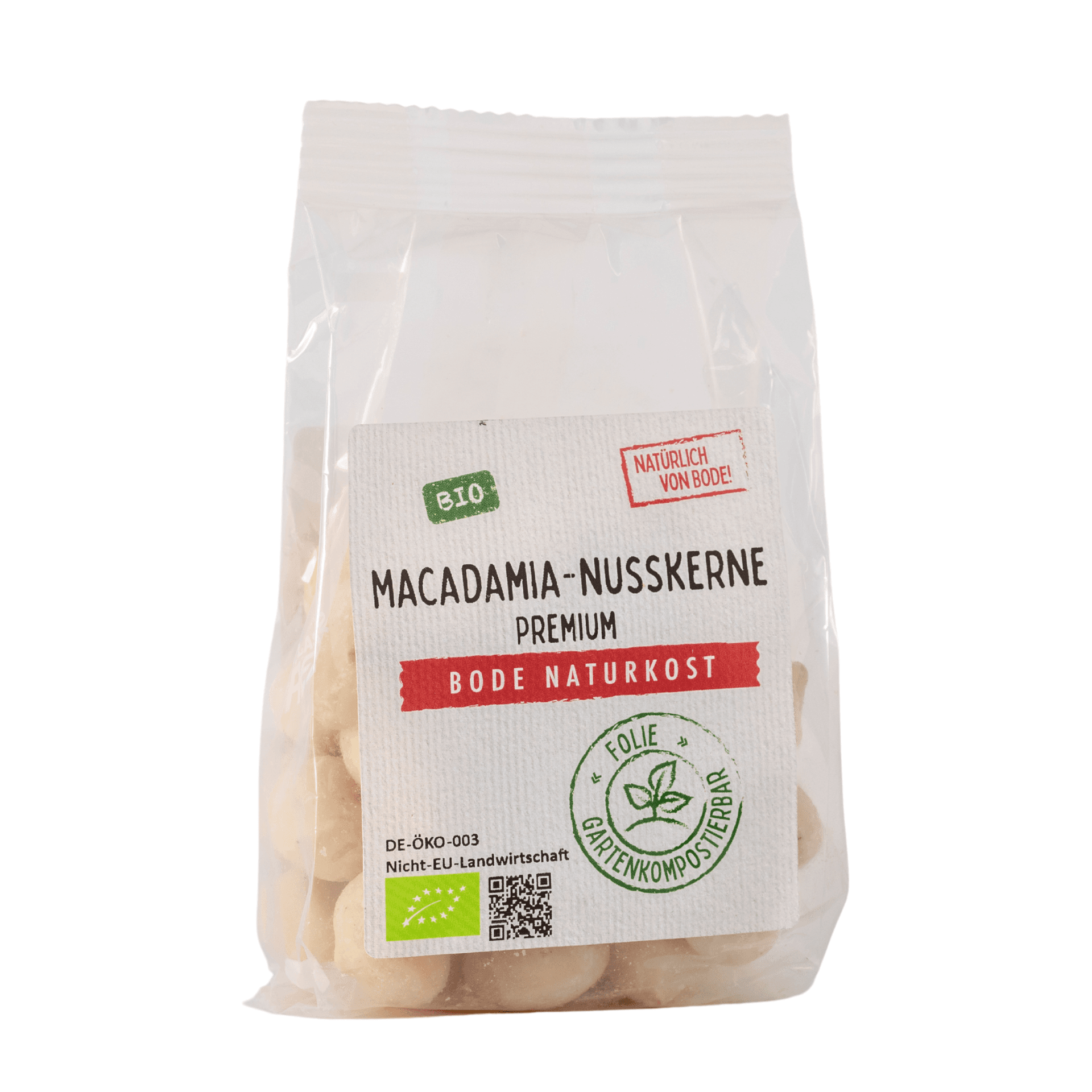 Noccioline di Macadamia crude bio Premium, sacchetto compostabile da 6x100g
