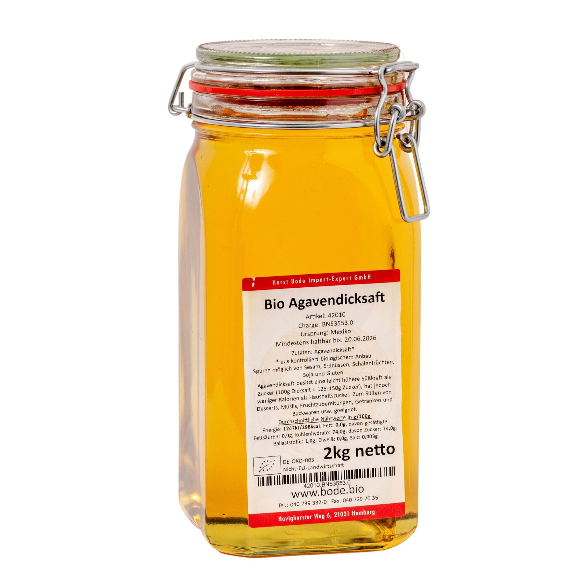 Sciroppo d'agave bio in vetro con filo di ferro 2kg