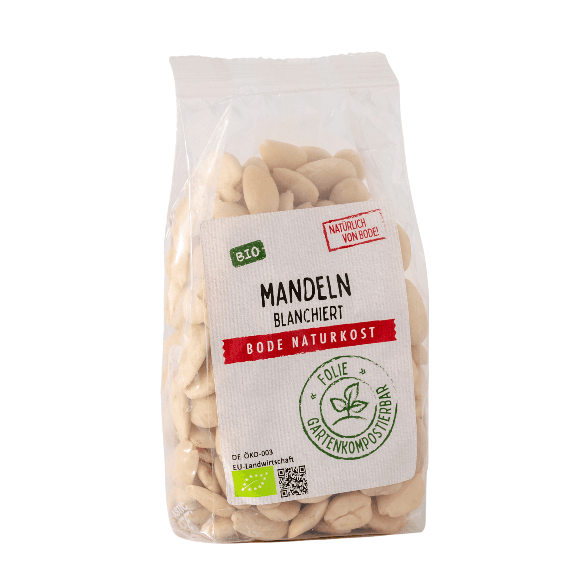 Mandorle sbucciate bio, sacchetto compostabile in giardino 6x200g